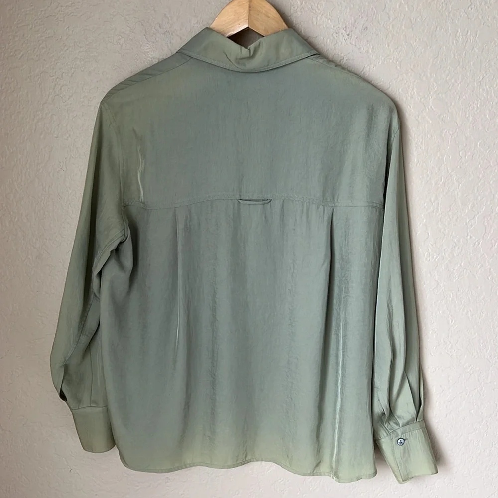 Vince green boxy button down blouse - Picture 6 of 7